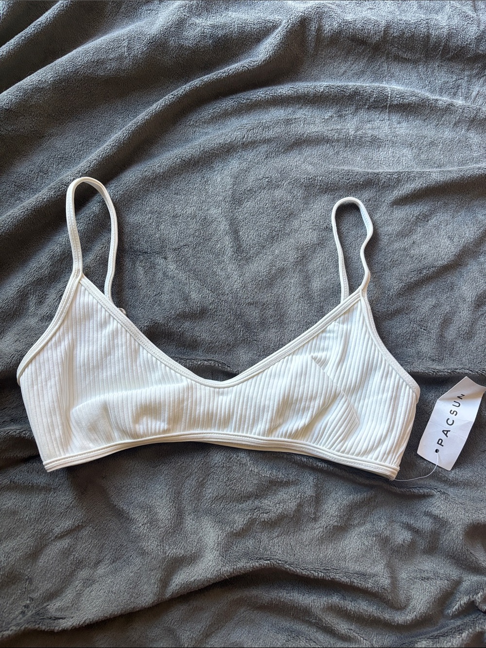 PacSun White Ribbed Minimalist Bikini Top